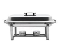 Quattro 9 Litre Full Size 1/1 GN Chafing Dish - Stainless Steel Buffet Food Warmer - Complete Set with Fuel Holders - Stay Cool Black Handle - For Commercial & Catering Establishments