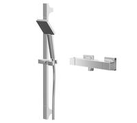 Quattro Polished Thermostatic Bar Valve Mixer Shower with Severn Shower Slide Rail Kit | Chrome | Brass | 261mm x 680mm x 90mm