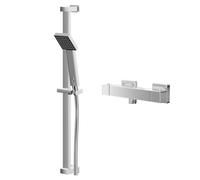Quattro Polished Thermostatic Bar Valve Mixer Shower with Thames Shower Slide Rail Kit | Chrome | Brass | 261mm x 663mm x 90mm