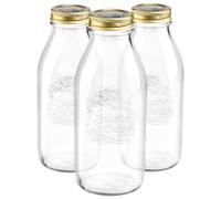 Quattro Stagioni Glass Bottles with Screw Top Lid - 1L - Pack of 3 Bormioli Rocco Clear One Size