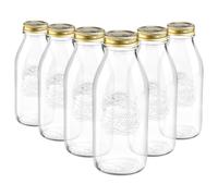 Quattro Stagioni Glass Bottles with Screw Top Lid - 1L - Pack of 6 Bormioli Rocco Clear One Size