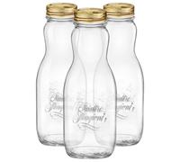 Bormioli Rocco Quattro Stagioni Glass Juice Bottles With Screw Top Lid - 1L - Pack Of 3