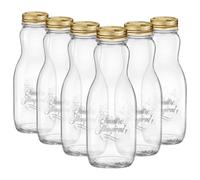 Bormioli Rocco Quattro Stagioni Glass Juice Bottles With Screw Top Lid - 1L - Pack Of 6
