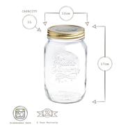 Bormioli Rocco Mason Jar 1 Litre Quattro Stagioni Set of 6, 6 x Quattro Stagioni 1000 ml White