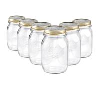 Bormioli Rocco Quattro Stagioni Glass Storage Jars - Traditional Kitchen Food Canister with Screw Top Lid - 500ml - Pack of 6