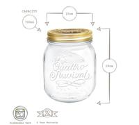 Bormioli Rocco Quattro Stagioni Glass Storage Jars - Traditional Kitchen Food Canister with Screw Top Lid - 700ml - Pack of 3