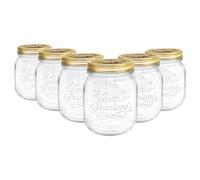 Bormioli Rocco Quattro Stagioni Glass Storage Jars - Traditional Kitchen Food Canister with Screw Top Lid - 700ml - Pack of 6