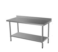 Quattro Value Line Stainless Steel Catering Wall Bench. 1200mm Wide, Heavy Duty, Polished Prep Table For Working Kitchens, Cooking, Restaurants, Commercial & Medical Uses.