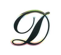 Quattroerre Holographic Letter D Sticker, Black Metal