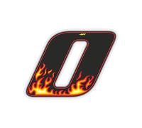 Quattroerre Racing Number 0 Medium, Flames, 10 x 7.5 cm