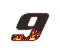Quattroerre Racing Number 9 Medium, Flames, 10 x 7.5 cm