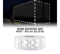 Quattroerre UN-ECE 104 Refractive Tapes Approved for Sheeted Vehicles, White, 55 mm x 50 mt
