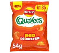 Quavers Red Leicester Cheese Crisps 18 × 54g PMP Bags - Light & Curly Red Leicester Flavour Potato Snacks - No Artificial Colours or Preservatives - Vegetarian