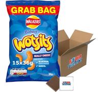 Quavers Wotsits Cheese Grab Bag Bundle: Quavers Cheese 15x34g + Quavers Cheese 15x36g (1.05kg) Boxed Treatz (15, Wotsits Grab Bags Cheese)