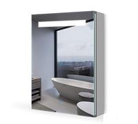Quavikey® Bathroom Mirror Cabinet with Shaver Socket, 40x60cm LED Aluminum Bathroom Wall Cabinet with Mirror for Small Bathrooms/Rental Apartments, 3 Colors Dimmable, Overhead lighting, Anti Fog
