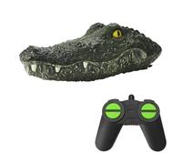Quavva 0030 Remote Control Crocodile Boat, 2.4G RC Animal Shark with Realistic Swimming Action, 31cm Floating Pool Bath Toy for Kids and Adults (Green)
