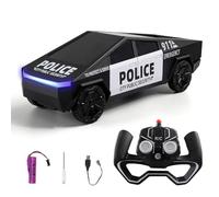 Quavva 1/12 Scale Cybertruck Style RC Car, 2.4GHz Remote Control Electric Pickup Truck with Large Bed, Futuristic Design, Alloy Wheels,Teens & Adults Ages 14+(Black,3b)