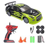 Quavva 1/14 Scale 4WD RC Car High-Speed Drift 25km/h with LED Lights 2.4GHz Remote Control All-Terrain Off-Road Vehicle Rechargeable 40 Min Runtime(Green)