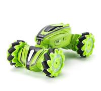 Quavva 1:18 Stunt Twist Car, 2.4G Remote Control Transformable Vehicle with Gravity Watch Control, 360° Rotation & Lateral Movement, All-Terrain RC Toy for Kids(Green)