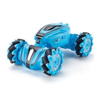 Quavva 1:18 Stunt Twist Car, 2.4G Remote Control Transformable Vehicle with Gravity Watch Control, 360° Rotation & Lateral Movement, All-Terrain RC Toy for Kids(Blue)
