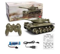 Quavva 1/30 Scale RC Battle Tank for Adults 14+, Q85 Remote Control Tank with Simulated Sound & Vibration, 2.4GHz, 270° Turret Rotation, Programmable, 15 Mins Runtime, RTR, Green/Blue(Green)