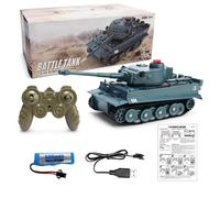 Quavva 1/30 Scale RC Battle Tank for Adults 14+, Q85 Remote Control Tank with Simulated Sound & Vibration, 2.4GHz, 270° Turret Rotation, Programmable, 15 Mins Runtime, RTR, Green/Blue(Blue)