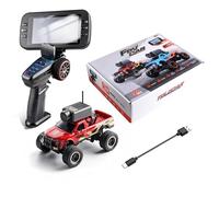 Quavva 1/64 FPV RC Camera Monster Truck 6407 for 14+ Adults WiFi APP 3-Speed Gyro LED Lights Display Version Option RTR(Red 6407+C)