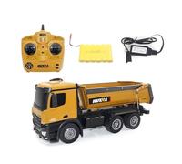 Quavva 1573 RC Dump Truck, 1/14 Scale, 10-Channel Operation, Over 7.5kg Load Capacity, Alloy Body, 2.4G, Reproduces Working Processes, LED Warning Light, Adult Collectible
