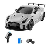 Quavva 2.4GHz RC Car 1:16 Scale Rear Wheel Drive Drift Gyroscope 380 Motor 7.4V 1200mAh 50min Runtime 50m 2-Speed 2 Sets Tires Included 14+ MN268(Grey)