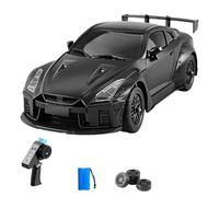 Quavva 2.4GHz RC Car 1:16 Scale Rear Wheel Drive Drift Gyroscope 380 Motor 7.4V 1200mAh 50min Runtime 50m 2-Speed 2 Sets Tires Included 14+ MN268(Black)