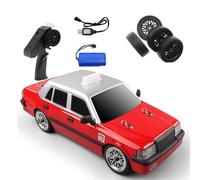 Quavva 2.4GHz RC Car 1:16 Scale Rear Wheel Drive Drift Gyroscope Full Proportional 2-Speed 380 Motor 7.4V 1200mAh 50min 20km/h 100m 14+ MN38(RED 1B)