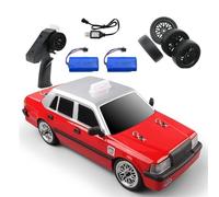 Quavva 2.4GHz RC Car 1:16 Scale Rear Wheel Drive Drift Gyroscope Full Proportional 2-Speed 380 Motor 7.4V 1200mAh 50min 20km/h 100m 14+ MN38(RED 2B)