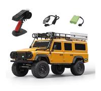 Quavva 2.4GHz RC Car 1:18 Scale 4WD Crawler Off-Road 48°Aluminum Alloy Body Full Proportional 3-Speed Linkage LED Lights 50min Runtime 50m 14+ MN111(YELLOW)