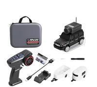 Quavva 6405/6406-C 1:64 Scale Mini FPV RC Car with 720P HD Camera, 2.4GHz Remote Control, Real-Time Video Transmission, APP/Remote Control for Indoor Racing(Black control)