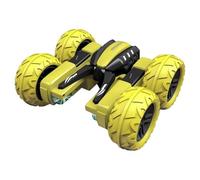 Quavva G03080R Transforming Bloom Stunt RC Car, 2.4GHz 4WD 360° Flip Remote Control Car, Double-Sided Off-Road Toy with LED Lights for Kids Boys(Yellow)