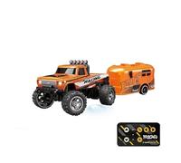 Quavva HG754A 1/64 Scale Mini RC Crawler with Alloy Body, 3-Speed Control, 2.4GHz, Lightweight Anti-Vibration Design, Type-C Rechargeable Battery(Orange plus trailer)