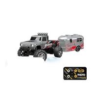 Quavva HG754A 1/64 Scale Mini RC Crawler with Alloy Body, 3-Speed Control, 2.4GHz, Lightweight Anti-Vibration Design, Type-C Rechargeable Battery(Gray plus trailer)
