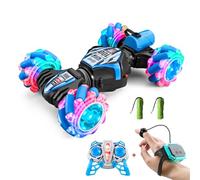 Quavva N100 RC Stunt Car, 2.4G, Gesture Control, 360-Degree Rotation, Mecanum Wheels, Tail Spray, LED Music Sync, Shockproof Design, Kids Toy, Birthday Gift(Black 2Batteries)