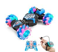 Quavva N100 RC Stunt Car, 2.4G, Gesture Control, 360-Degree Rotation, Mecanum Wheels, Tail Spray, LED Music Sync, Shockproof Design, Kids Toy, Birthday Gift(Black)