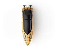 Quavva S15 High-Speed Remote Control Boat, 42cm RC Racing Ship with 30KM/H Top Speed, Dual Motor, Self-Righting & LED Lights, 2.4G Full Proportional Control for Adults and Teens(Yellow)