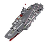 Quavva S19 Remote Control Aircraft Carrier, 2.4G RC Simulation Warship with Dual Motor, DIY Assembly, LED Lights, 40cm Large Model Boat Toy for Kids and Adults (Gray)