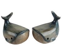 Quay Traders Blue Whale Ceramic Small Ornament Figurines - Pottery Style - Set of 2