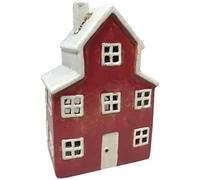 Quay Traders Charming Ceramic Red House Tealight Votive Holder - Pottery House Candle Holder and Ornament