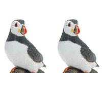 Quay Traders Mini Puffin on a Rock Figure Seaside Beach Bird - set of 2
