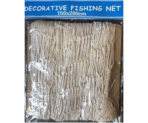 Quay Traders Thick Decorative Fishing Net - 150cm x 200cm - (Beige)