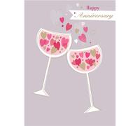 Quayside Cards Anniversary Card - Glasses Full of Hearts (Open)