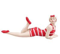 Quaytrader Glamorous Beach Belle Lady Swimmers/Bathers - Bathroom Ornament - Red Stripe