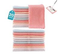 QuazarPyon 20 Pack Microfibre Mop Cloths 27x17cm, High Absorbency Washable Mop Pads, for One Click Clip Mop, Reusable Floor Cleaning Cloths for Hardwo