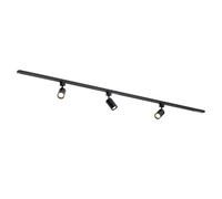 Qub Focus III 1-Phase Spotlight Track Lighting - 200 cm - 3X GU10 Heads - 2X 1m Rails - I-Form - Ceiling Spotlight Black - Extendable & Flexible - LED-Compatible - Modern Design Track Lighting