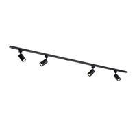 Qub Focus III 1-Phase Spotlight Track Lighting - 200 cm - 4X GU10 Heads - 2X 1m Rails - I-Form - Ceiling Spotlight Black - Extendable & Flexible - LED-Compatible - Modern Design Track Lighting